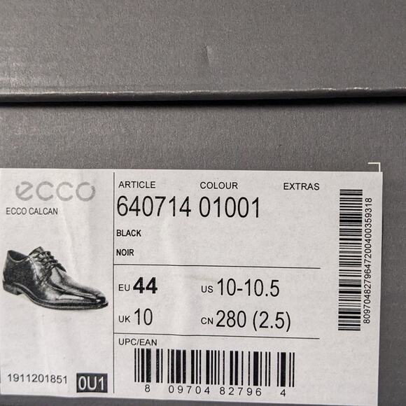 ECCO Calcan Oxford Shoes, Black Leather, Men\'s 44 EU (US 10-10.5) main image 5